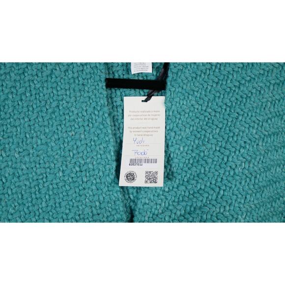 Manos Del Uruguay NWT Handmade Merino Huella Poncho Uruguay OS Teal Blue Aqua - Picture 5 of 8